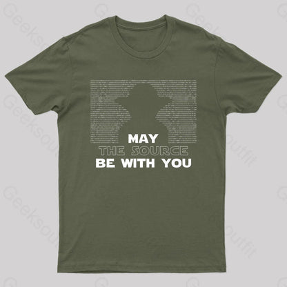 May The Source Be With You Nerd T-Shirt Army Green / S