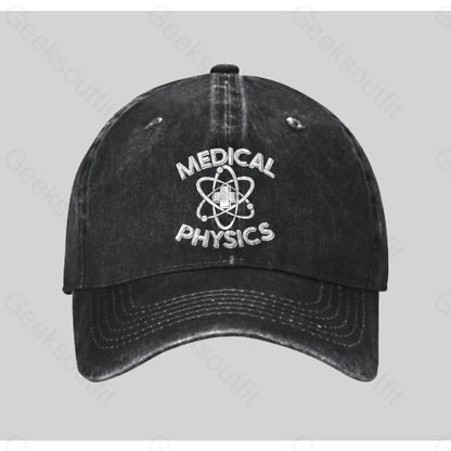 Medical Physics Nerd Washed Vintage Baseball Cap Black