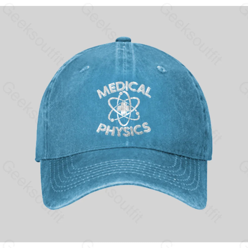 Medical Physics Nerd Washed Vintage Baseball Cap Blue