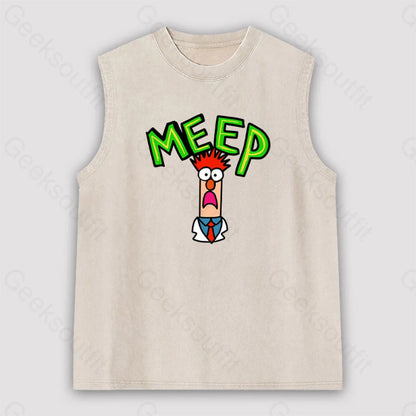 Meep Muppet Beaker Unisex Washed Tank Apricot / S