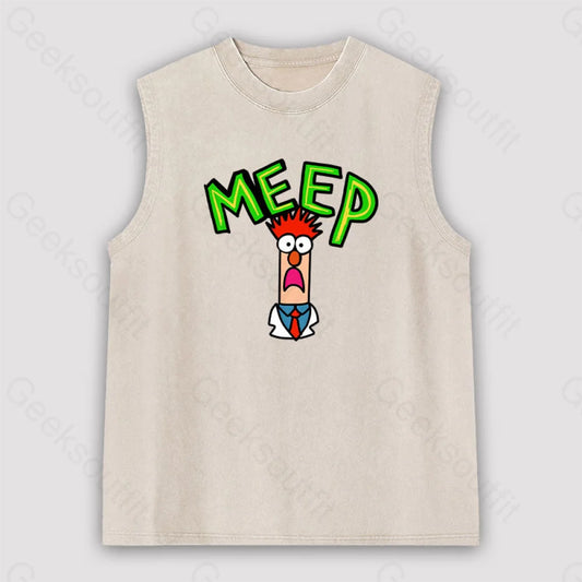 Meep Muppet Beaker Unisex Washed Tank Apricot / S