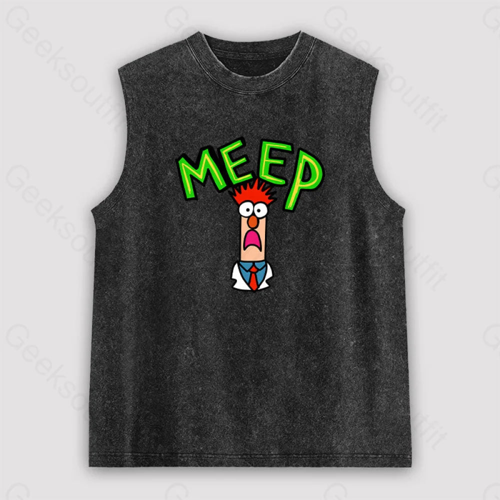 Meep Muppet Beaker Unisex Washed Tank Black / S