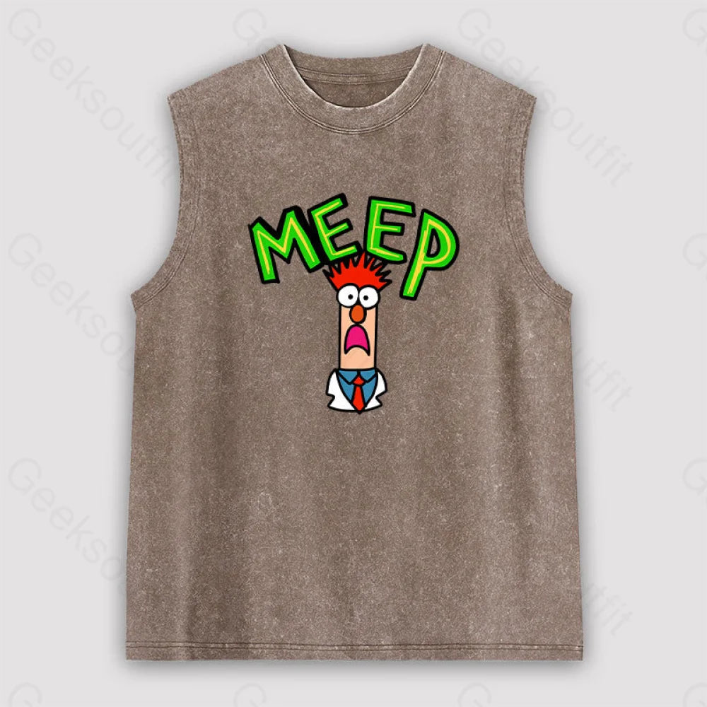 Meep Muppet Beaker Unisex Washed Tank Brown / S