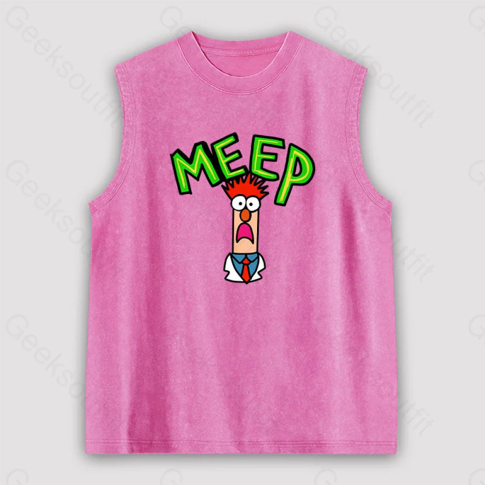 Meep Muppet Beaker Unisex Washed Tank Pink / S