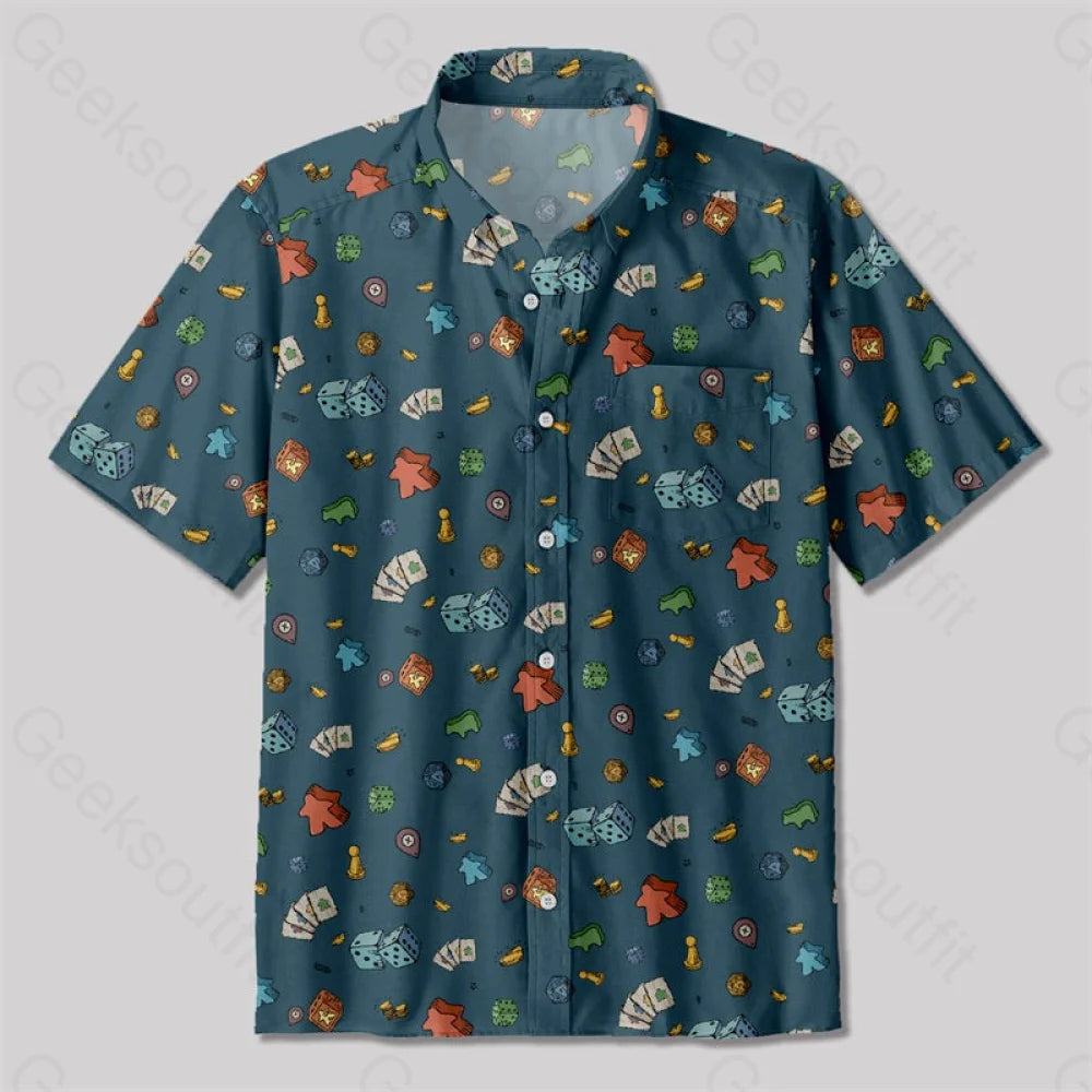 Meeple Board Game Button Up Pocket Shirt Up / S Bus537 Yc