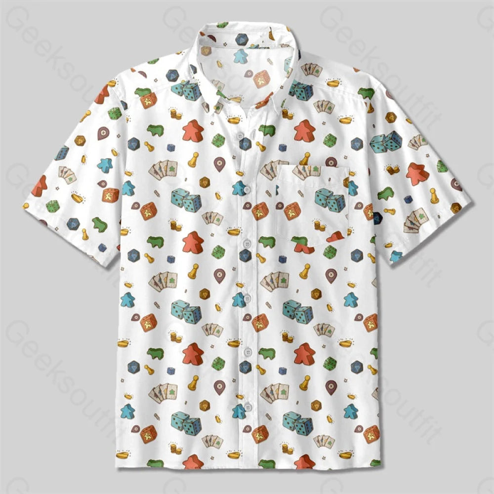 Meeple Board Game Button Up Pocket Shirt Up / S Bus538 Yc