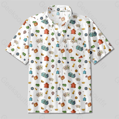 Meeple Board Game Button Up Pocket Shirt Up / S Bus538 Yc