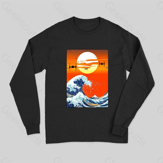 Meets Hokusai Long Sleeve T-Shirt Black / S