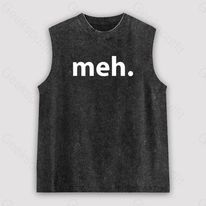 Meh Unisex Washed Tank Black / S