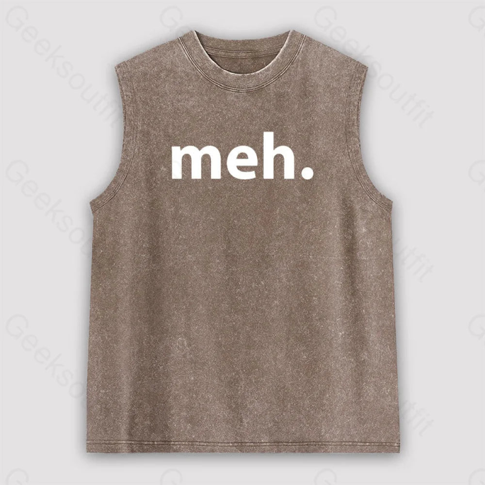 Meh Unisex Washed Tank Brown / S