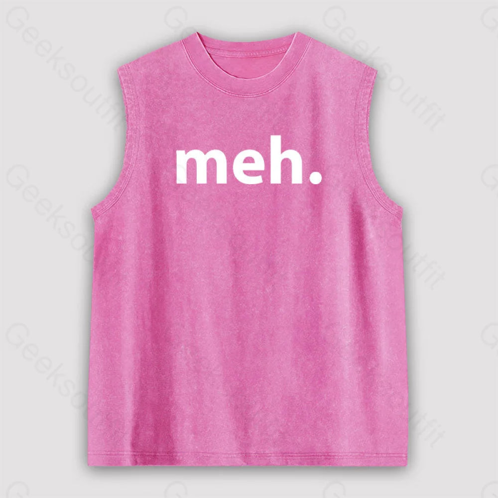 Meh Unisex Washed Tank Pink / S