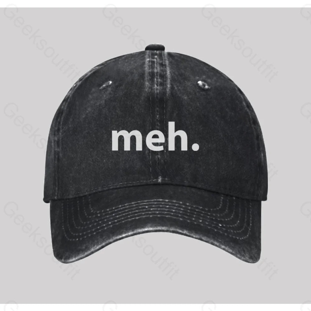 Meh Washed Vintage Baseball Cap Black