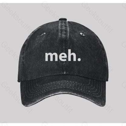 Meh Washed Vintage Baseball Cap Black