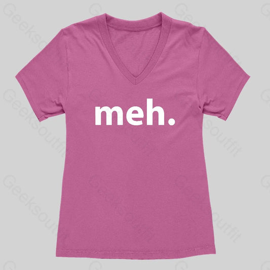 Meh Women's V-Neck T-shirt - Geeksoutfit