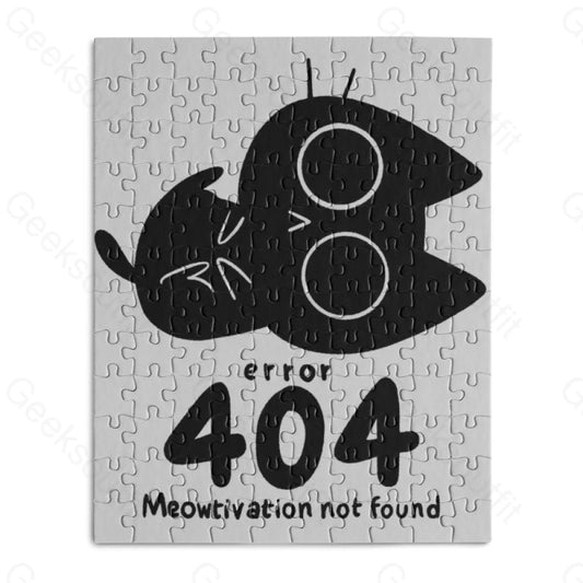 MEOWTIVATION NOT FOUND-Wooden Jigsaw Puzzle - Geeksoutfit