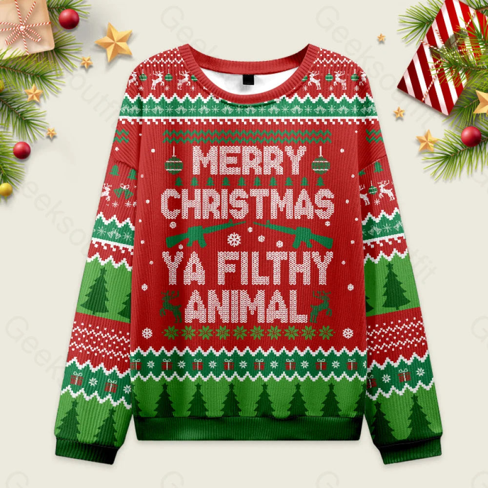 Merry Christmas Ya Filthy Animal Ugly Sweater Men’s Style-S