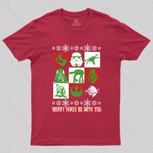 Merry Force Be With You T-Shirt Red / S