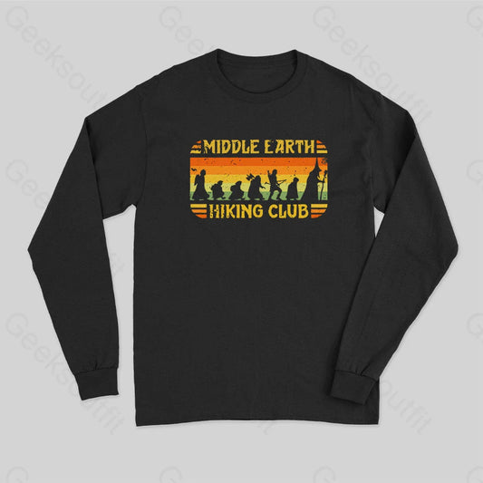 Middle Earth Hiking Club Long Sleeve T-Shirt Black / S