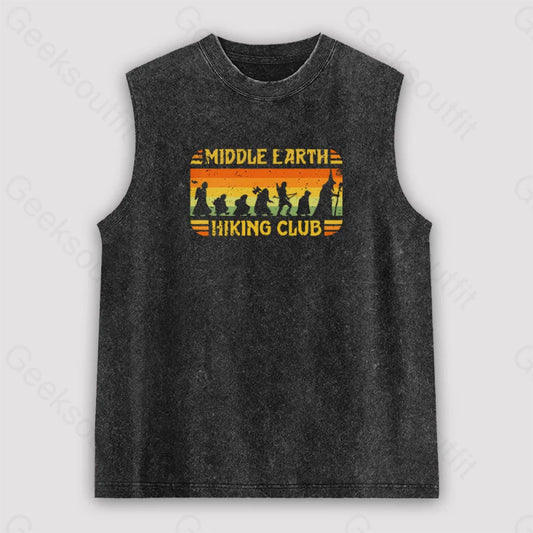 Middle Earth Hiking Club Unisex Washed Tank Black / S