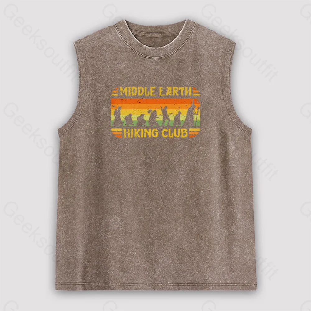 Middle Earth Hiking Club Unisex Washed Tank Brown / S