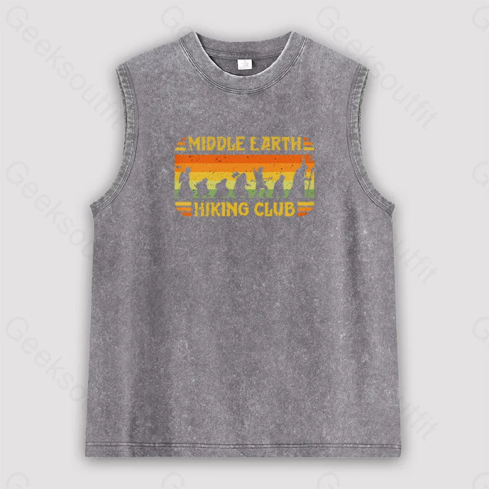 Middle Earth Hiking Club Unisex Washed Tank Grey / S