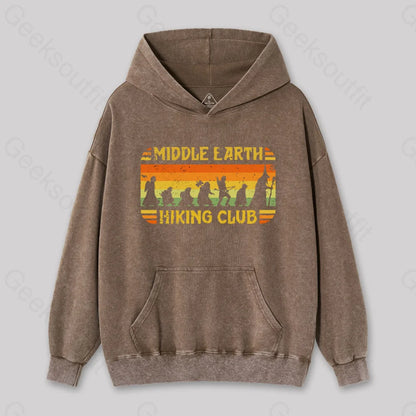 Middle Earth Hiking Club Washed Hoodie Coffee / S