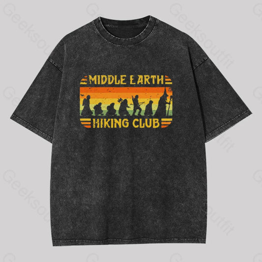 Middle Earth Hiking Club Washed T-Shirt Black / S