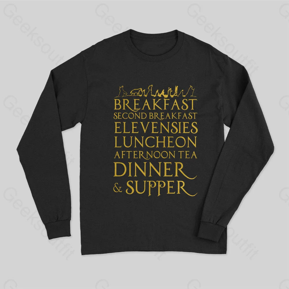 Middle Earth Hobbit Meal Long Sleeve T-Shirt Black / S