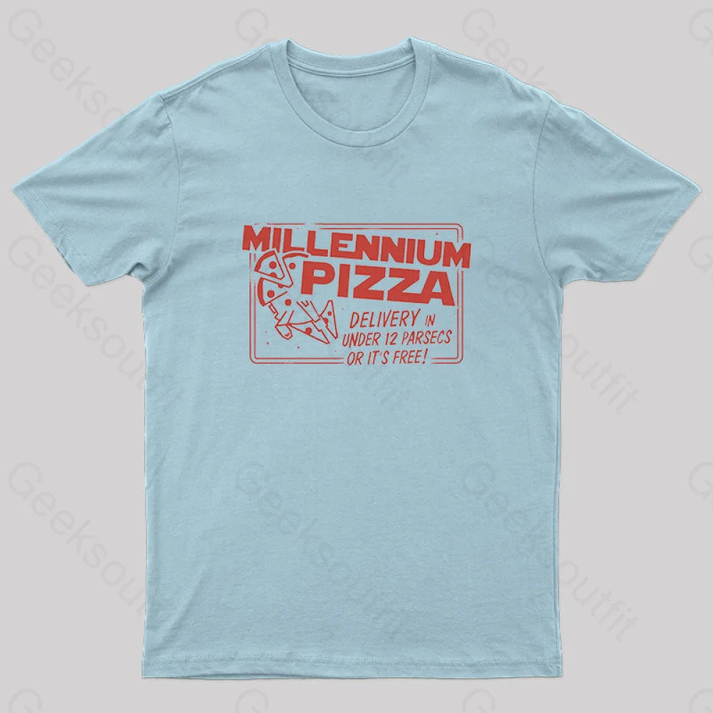 Millennium Pizza Nerd T-Shirt Light Blue / S