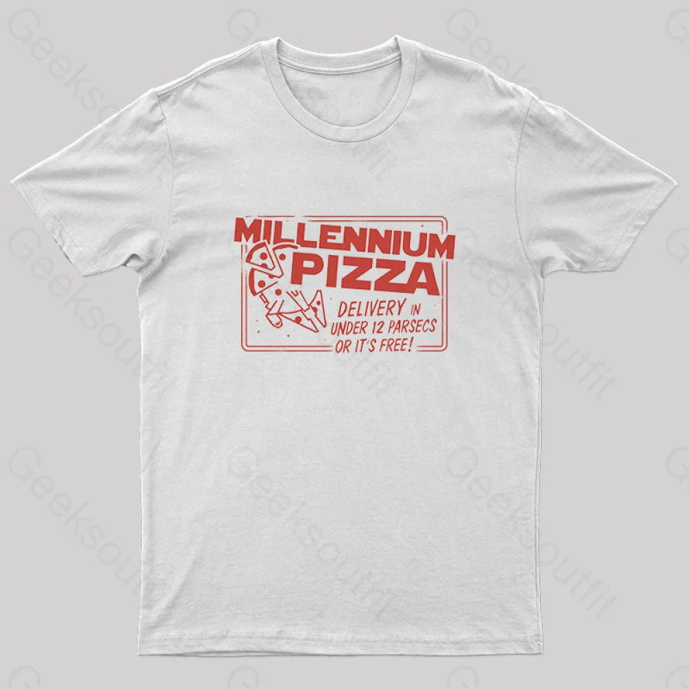 Millennium Pizza Nerd T-Shirt White / S