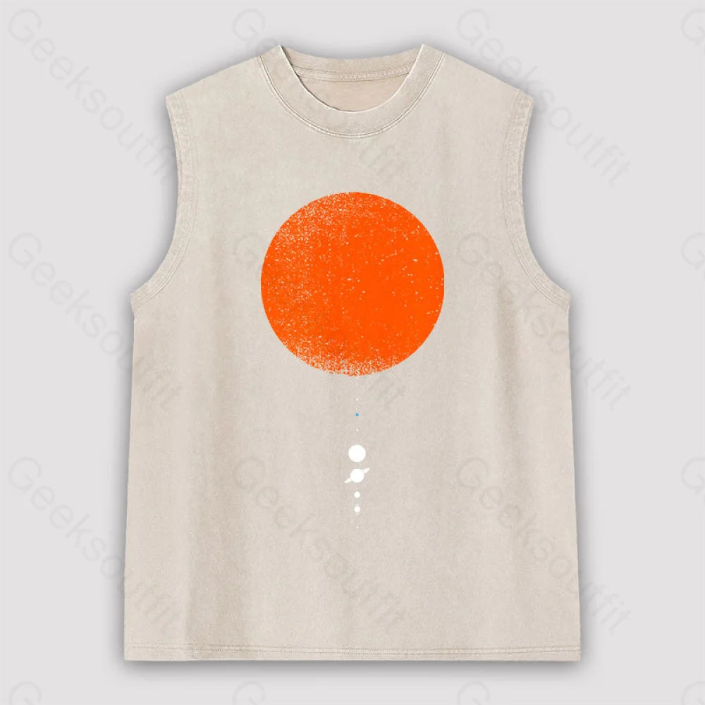 Minimal Solar System Unisex Washed Tank Apricot / S