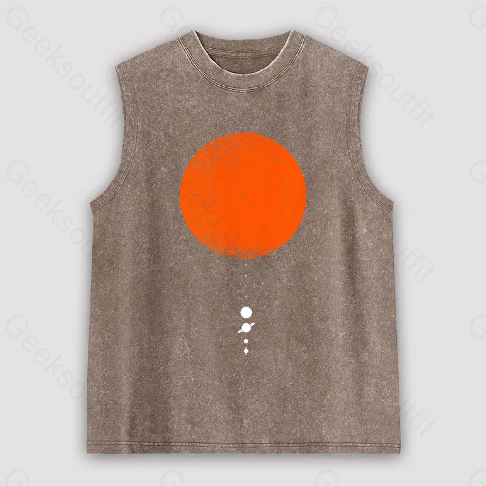 Minimal Solar System Unisex Washed Tank Brown / S