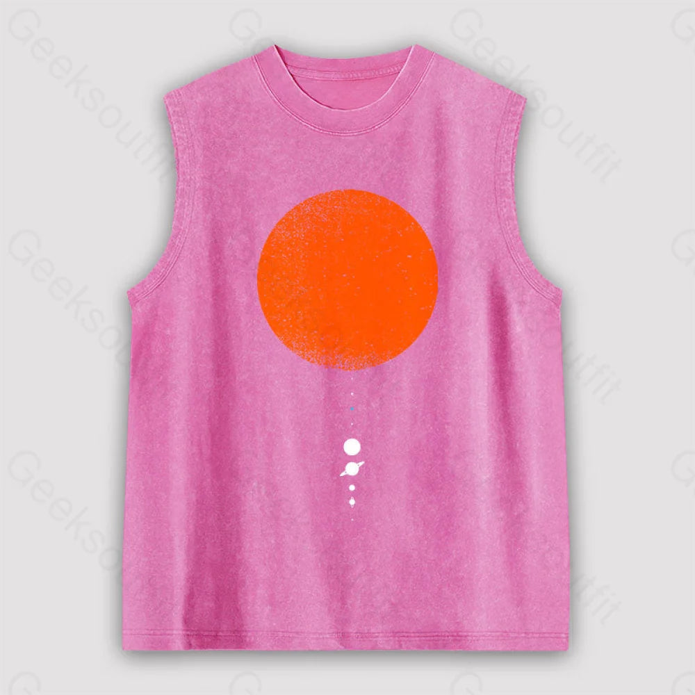 Minimal Solar System Unisex Washed Tank Pink / S