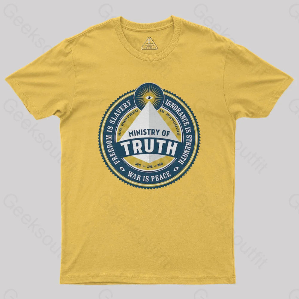 Ministry Of Truth Nerd T-Shirt Yellow / S