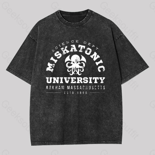 Miskatonic University Geek Washed T-Shirt Black / S