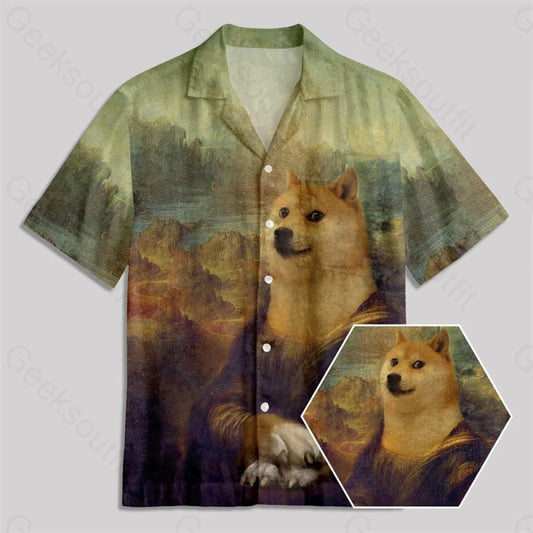 Mona Doge Smile Button Up Pocket Shirt Yc