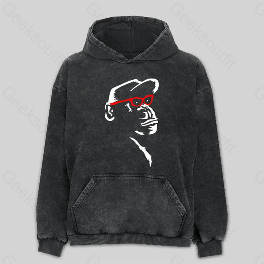 Monkey With Red Glasses Washed Hoodie M