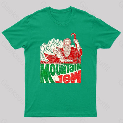 Moses Ten Commandments Pun Mountain Jew Geek T-Shirt Green / S