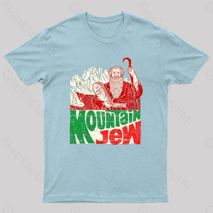 Moses Ten Commandments Pun Mountain Jew Geek T-Shirt Light Blue / S