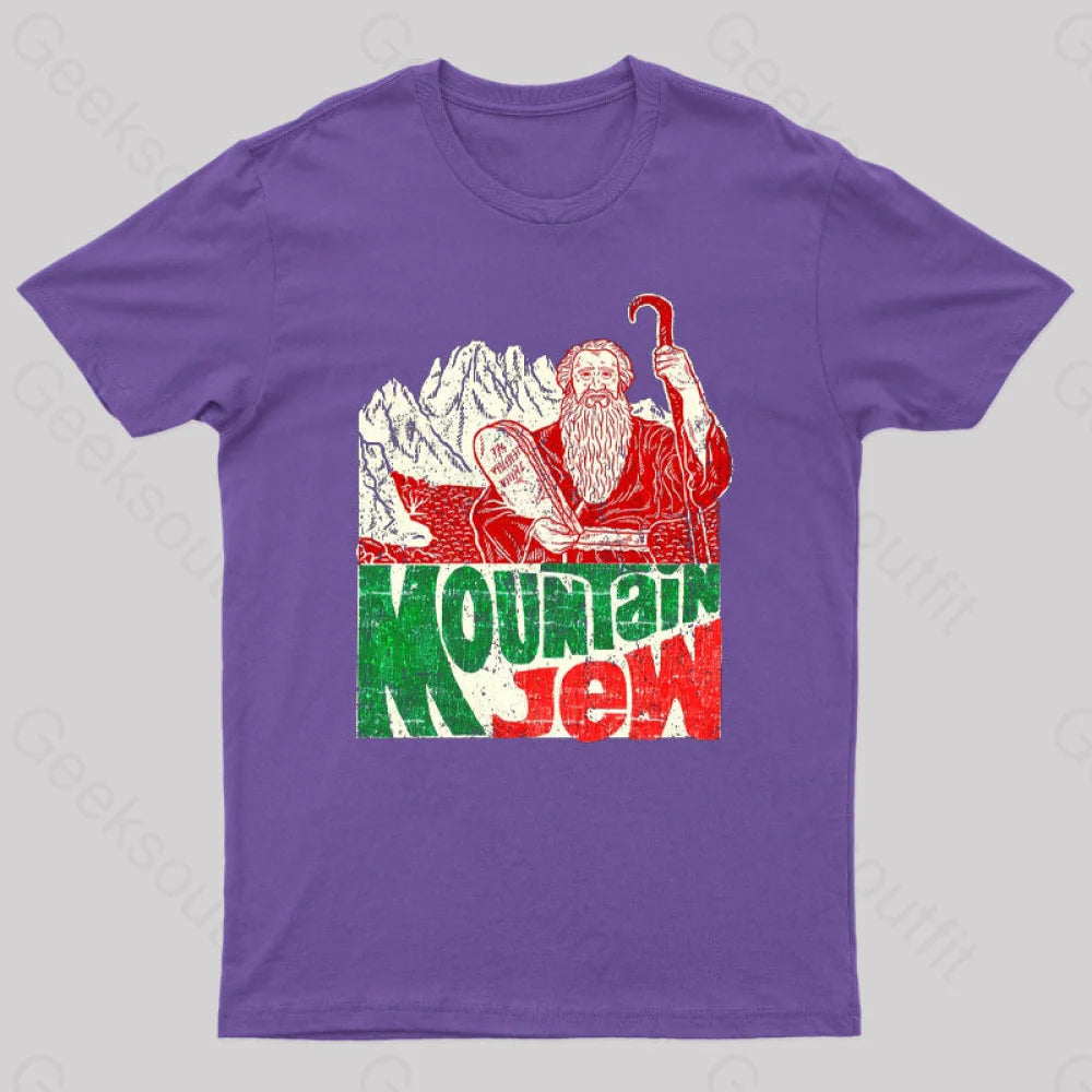 Moses Ten Commandments Pun Mountain Jew Geek T-Shirt Purple / S