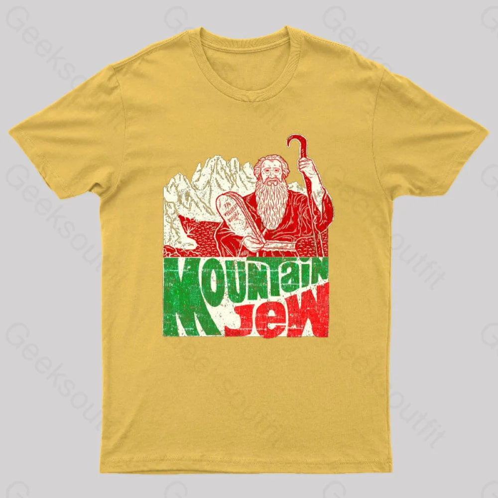 Moses Ten Commandments Pun Mountain Jew Geek T-Shirt Yellow / S