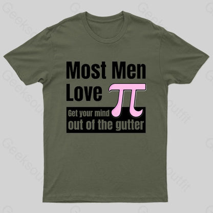 Most Men Love Pi Nerd T-Shirt Army Green / S