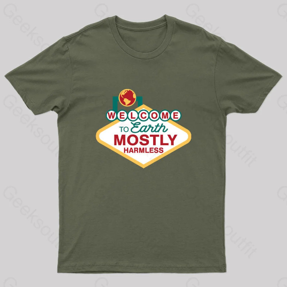 Mostly Harmless Nerd T-Shirt Army Green / S