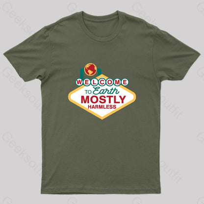 Mostly Harmless Nerd T-Shirt Army Green / S