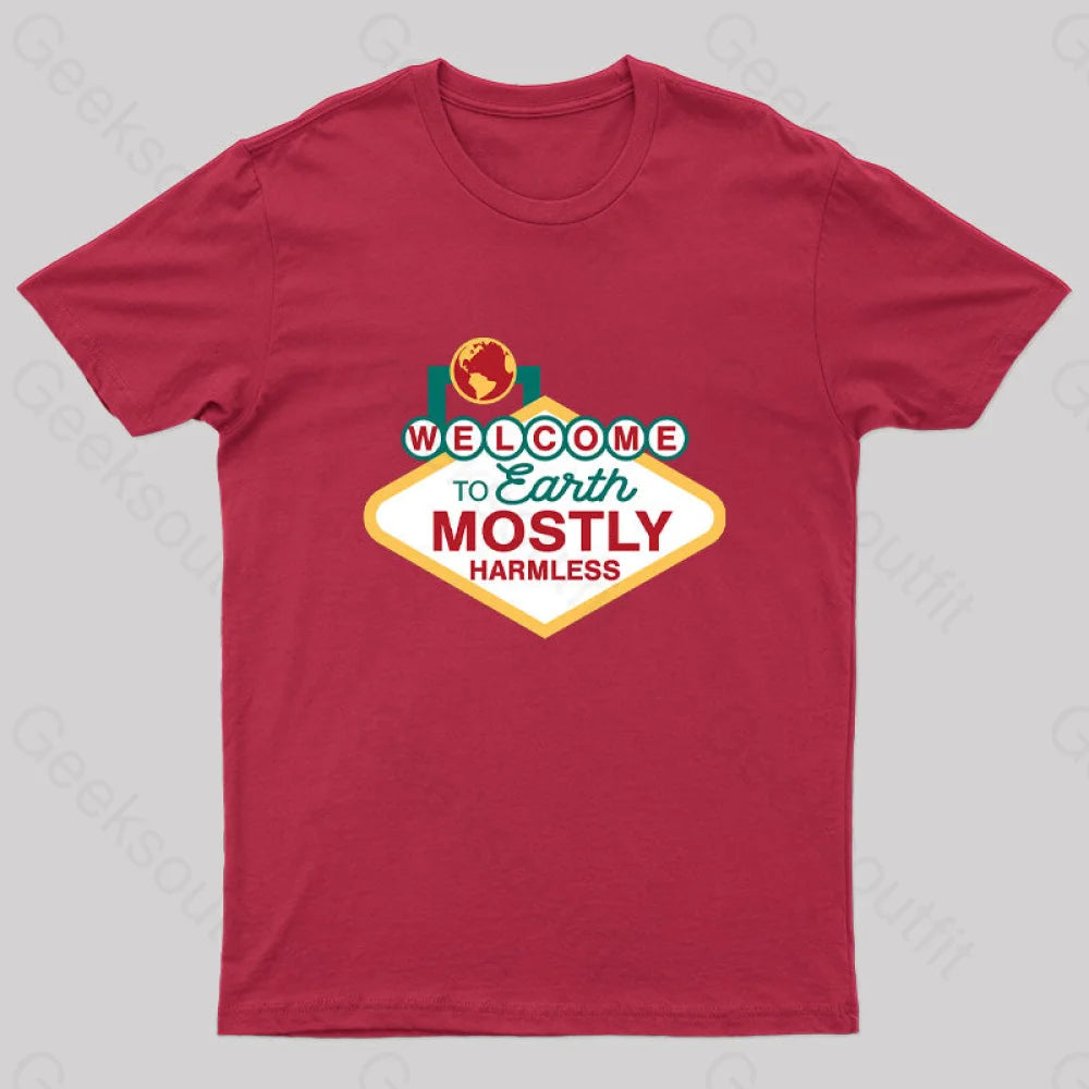 Mostly Harmless Nerd T-Shirt Red / S