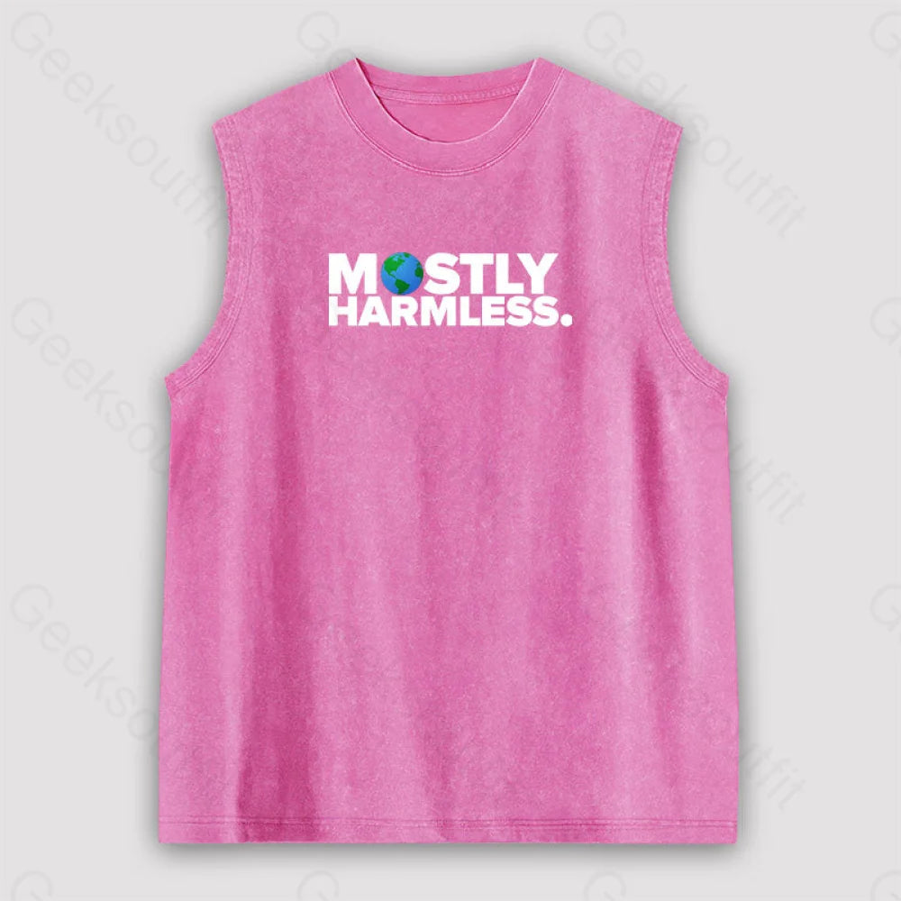 Mostly Harmless Unisex Washed Tank Pink / S