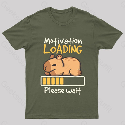 Motivation Loading Nerd T-Shirt Army Green / S