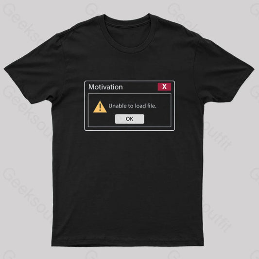 Motivation Not Loading Nerd T-Shirt Black / S