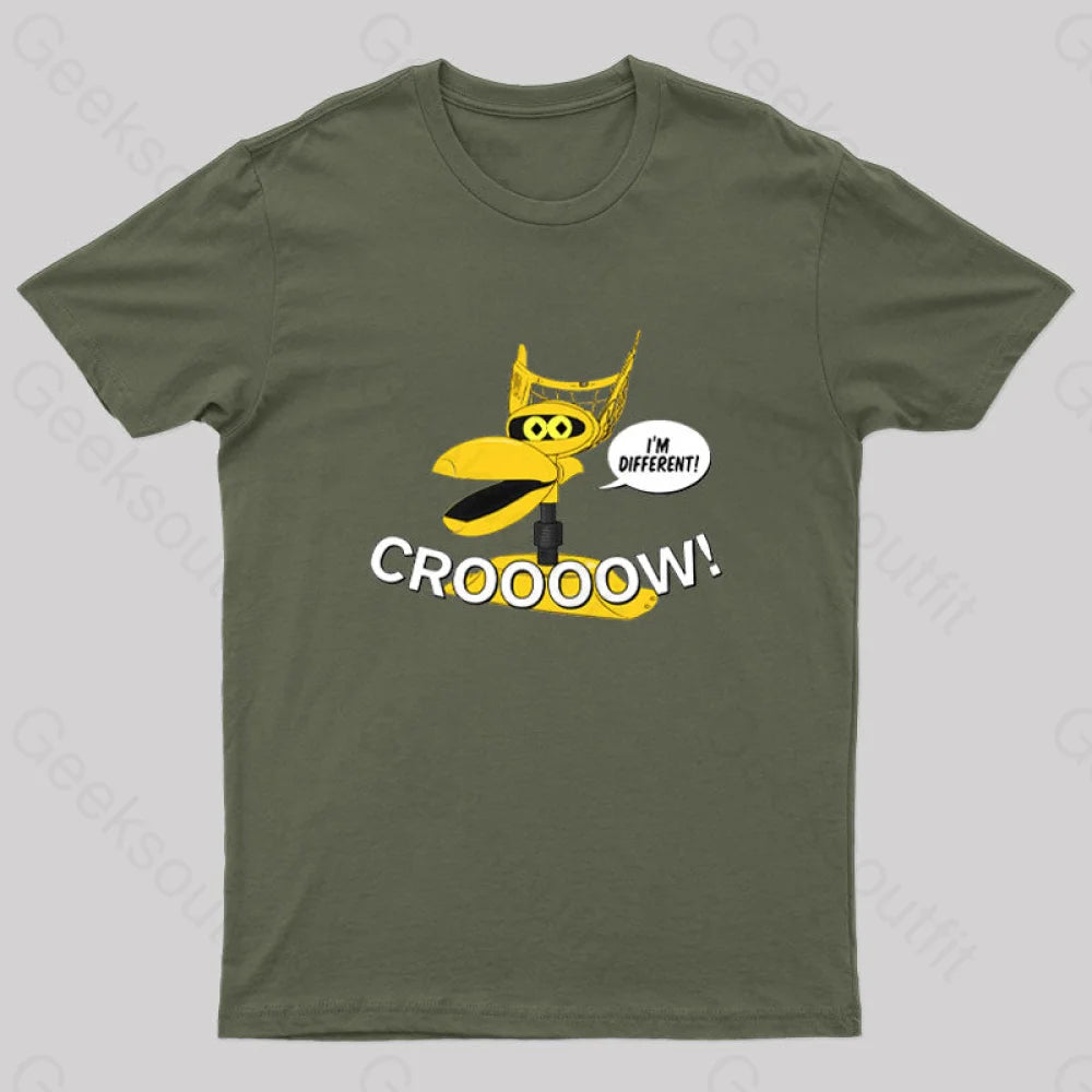 Mst3K Crow Croooow! And I’m Different Nerd T-Shirt Army Green / S