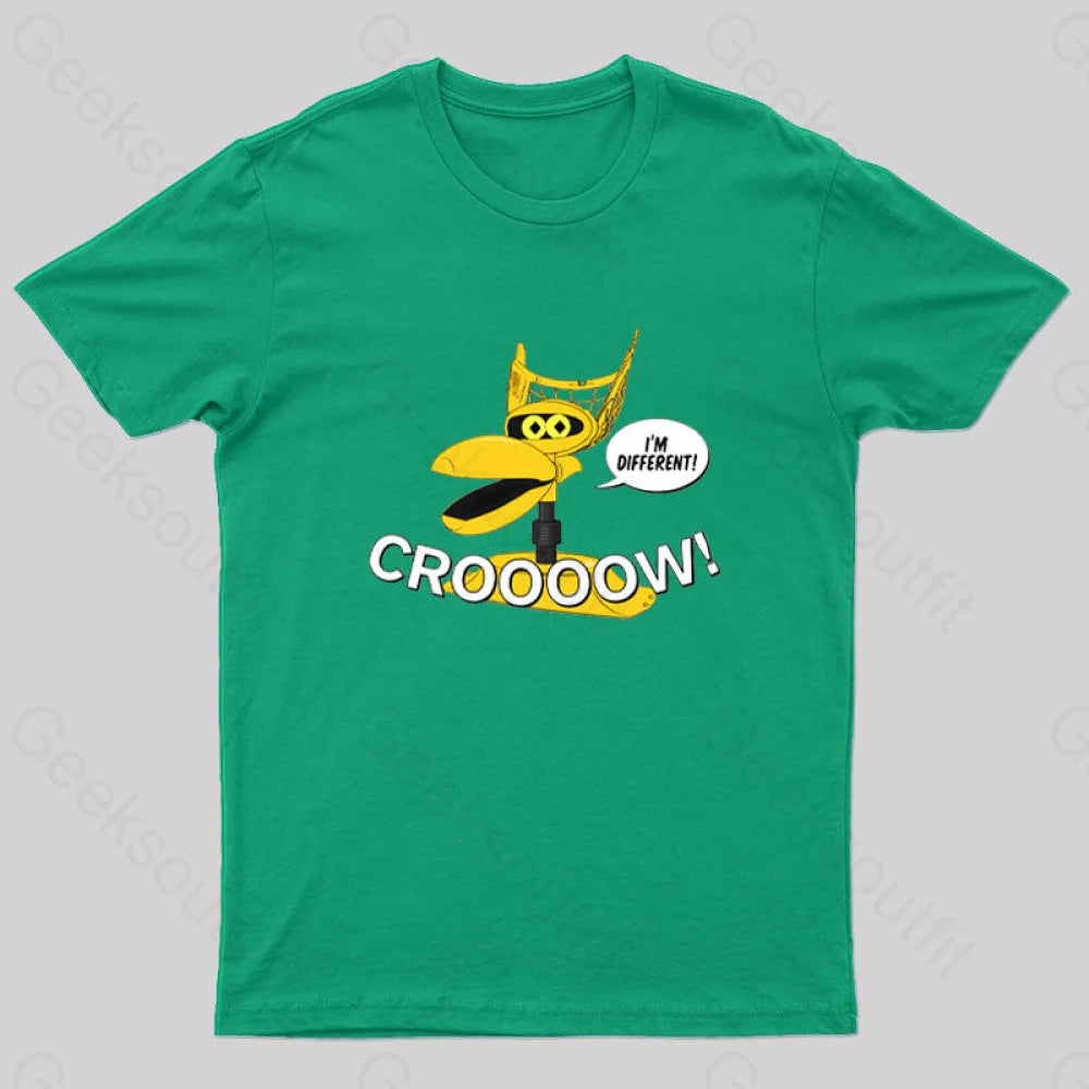 Mst3K Crow Croooow! And I’m Different Nerd T-Shirt Green / S